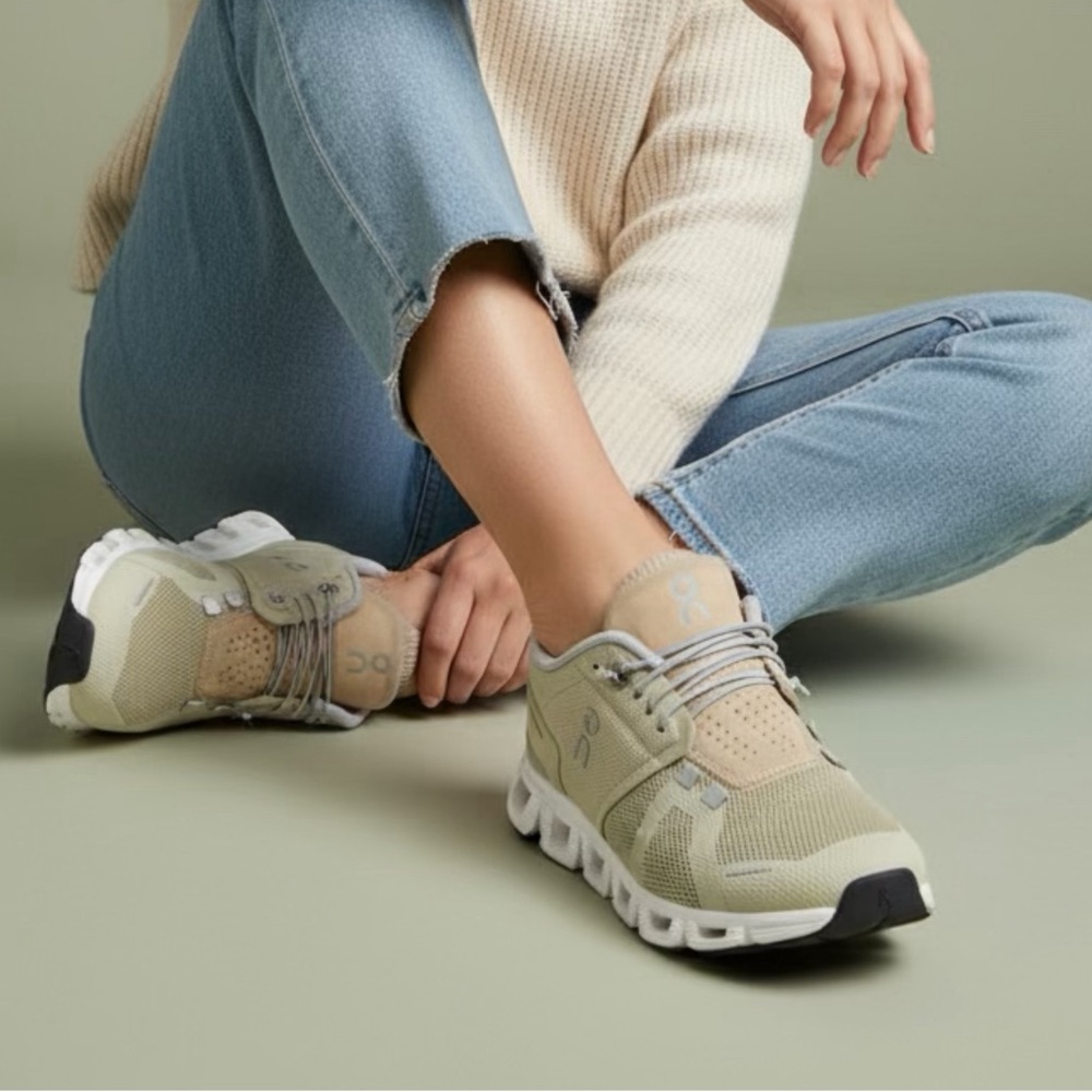 On Running Women's Light Sage and Beige Cloudsurfer Sneakers